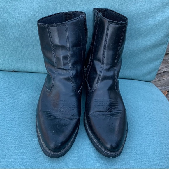 Laredo Leather Boots Mens 9.5 Wide Black Western Side Zip Long Haul Ankle 62001 main image 4